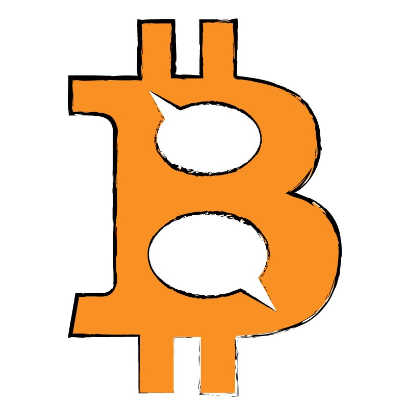Logo di Parlare Bitcoin: il simbolo di Bitcoin con due nuvolette di dialogo